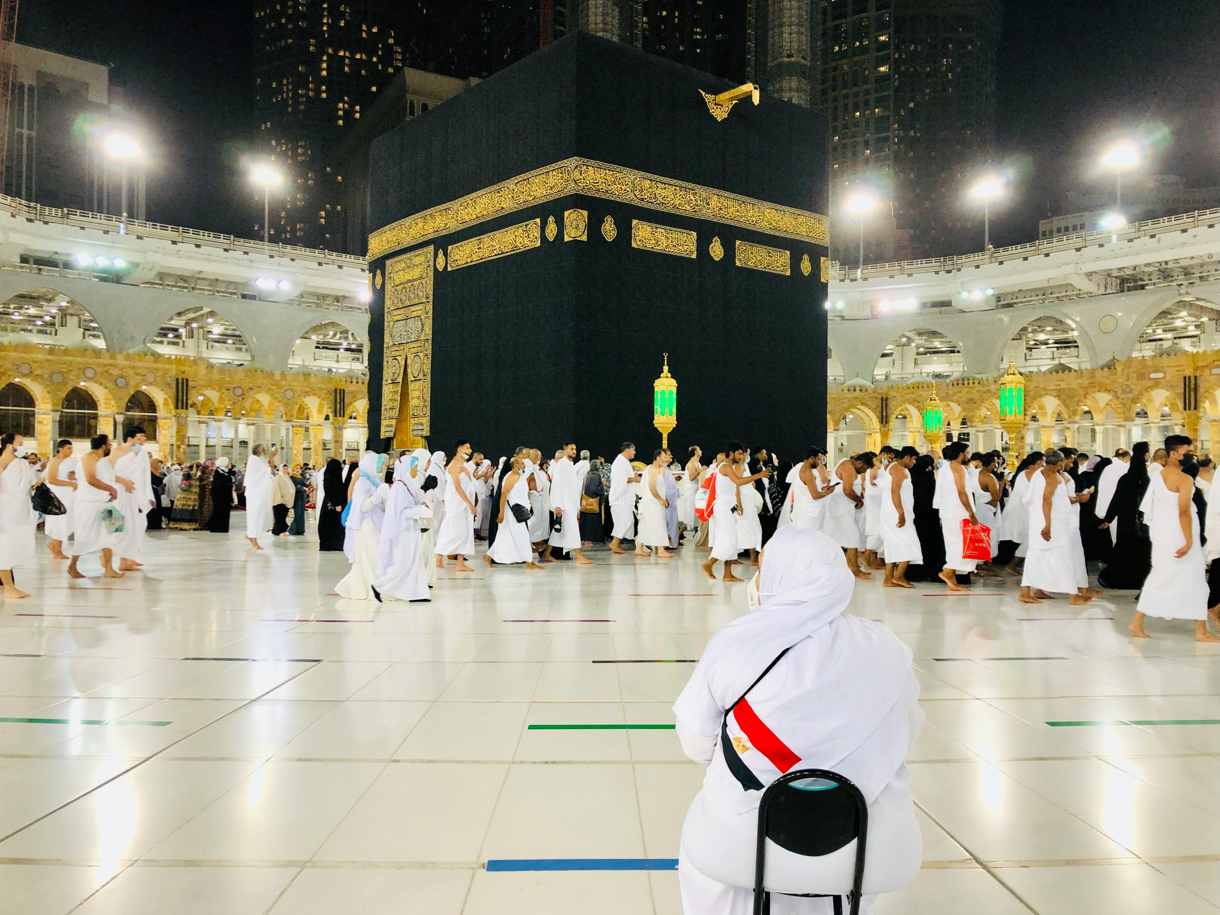 Kaaba in Mecca with Abraj Al-Bait clock tower